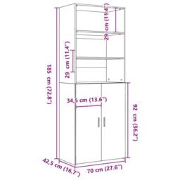 Berkfield Home Highboard Grey Sonoma 70x42.5x185 cm Engineered Wood - thumbnail 9