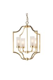 Netlighting Edrea 4 Light Ceiling Pendant Satin Brass & Frosted Glass E14 in Gold