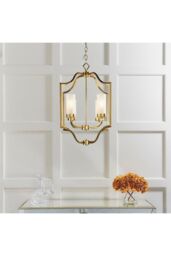 Netlighting Edrea 4 Light Ceiling Pendant Satin Brass & Frosted Glass E14 in Gold - thumbnail 3