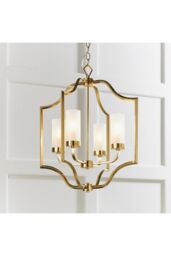 Netlighting Edrea 4 Light Ceiling Pendant Satin Brass & Frosted Glass E14 in Gold - thumbnail 2