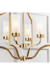Netlighting Edrea 4 Light Ceiling Pendant Satin Brass & Frosted Glass E14 in Gold - thumbnail 5