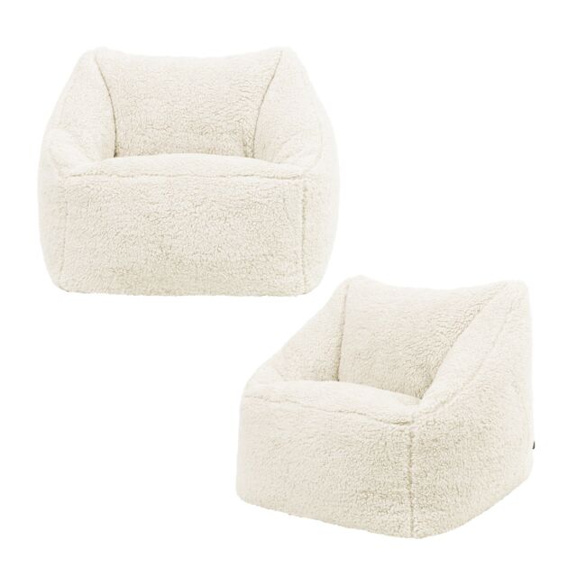 icon Kids Teddy Bean Bag Armchair Kids Bean Bags Set of 2 in Beige - image 1