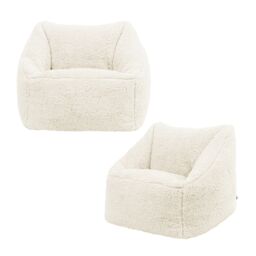 icon Kids Teddy Bean Bag Armchair Kids Bean Bags Set of 2 in Beige - thumbnail 1