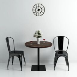 Berkfield Home Bistro Table MDF & Steel Round 80x75 cm Dark Ash in Brown