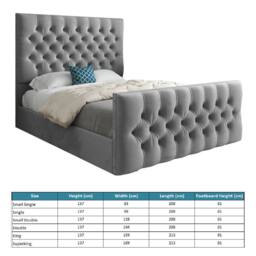 Casani Poulton Upholstered Grey Soft Velvet Designer Bed Frame - Size: Small Single - thumbnail 7
