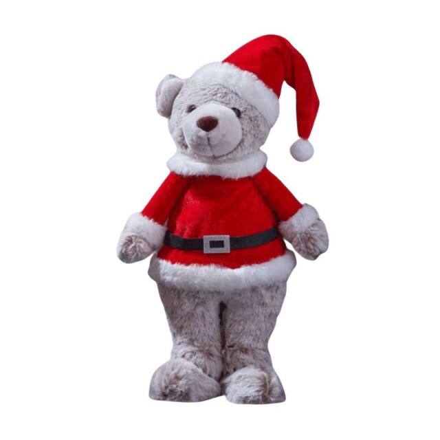 Samuel Alexander 35cm Plush Standing Teddy Santa Christmas Decoration in Red - image 1