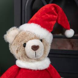 Samuel Alexander 35cm Plush Standing Teddy Santa Christmas Decoration in Red - thumbnail 3