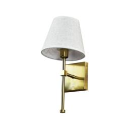 First Choice Lighting Horrace - Satin Brass Rechargeable Wall Light with Linen Shade in Gold