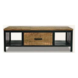 Jaipur Furniture Ltd Induse Coffee Table 1 Drawer - Mango Wood/Iron - L60 x W120 x H41 cm - PP Sawn Finish in Brown - thumbnail 1