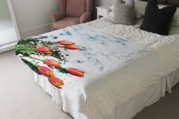 Benjamin Tate Design Flowers On Marble Blanket in Natural - Size: 120 cm x 150 cm - thumbnail 3