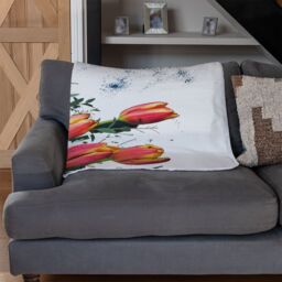 Benjamin Tate Design Flowers On Marble Blanket in Natural - Size: 120 cm x 150 cm - thumbnail 2