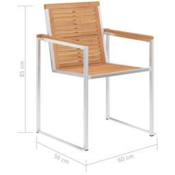 Berkfield Home Classic Garden Chairs 2 pcs Solid Teak Wood & Stainless Steel in Brown - thumbnail 8