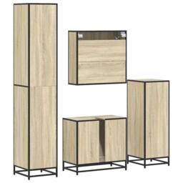 Berkfield Home Durable 4¬†Piece Bathroom Furniture Set¬†Sonoma Oak Engineered Wood in Light Tan - thumbnail 8