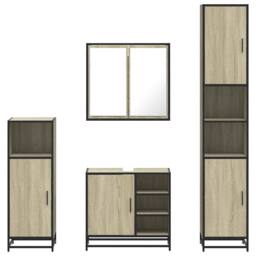 Berkfield Home Durable 4¬†Piece Bathroom Furniture Set¬†Sonoma Oak Engineered Wood in Light Tan - thumbnail 5