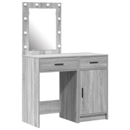Berkfield Home 2-Piece Dressing Table Set with LED in Grey Sonoma Engineered Wood - thumbnail 2