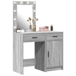 Berkfield Home 2-Piece Dressing Table Set with LED in Grey Sonoma Engineered Wood - thumbnail 3