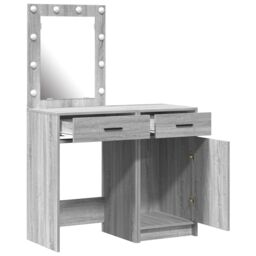 Berkfield Home 2-Piece Dressing Table Set with LED in Grey Sonoma Engineered Wood - thumbnail 5