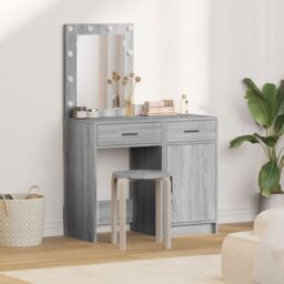 Berkfield Home 2-Piece Dressing Table Set with LED in Grey Sonoma Engineered Wood