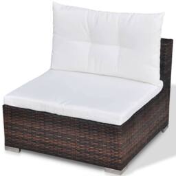 Berkfield Home 5 Piece Garden Lounge Set with Cushions Poly Rattan Brown - thumbnail 8