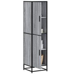 Berkfield Home Highboard Grey Sonoma 35.5x35x139 cm Engineered Wood & Metal - thumbnail 1