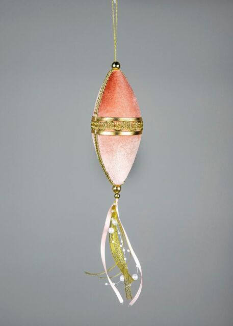 Shatchi Pink Oval Drop Decoration 7x30cm - Christmas Hanging Decoration - Size: 7x30 cm - image 1
