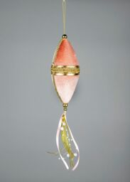 Shatchi Pink Oval Drop Decoration 7x30cm - Christmas Hanging Decoration - Size: 7x30 cm - thumbnail 1
