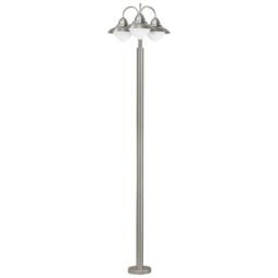 Loops IP44 Outdoor Bollard Light Stainless Steel 3 x 60W E27 Bulb Driveway Lamp Post in Metallics