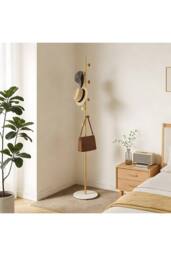 Living and Home 170cm Freestanding Coat Rack with 8 Hooks, Marble Base in Gold - thumbnail 3