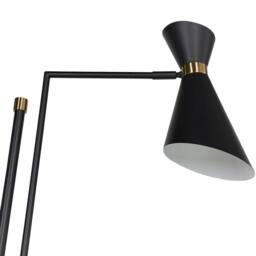 Wyld and Coco Lighting Floor Lamp - Marble Base Matt Black Metal with Gold Accents - thumbnail 8