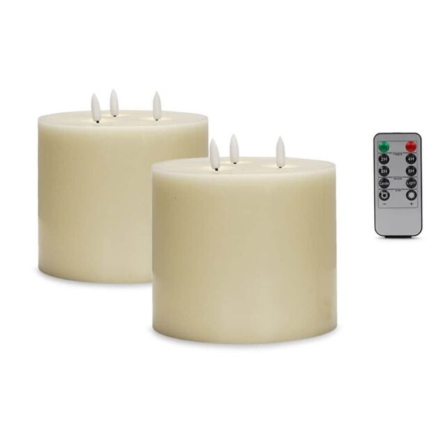 ValueLights LED Set of 2 Flickering Flameless Wax Candle Ivory Light Decoration - image 1