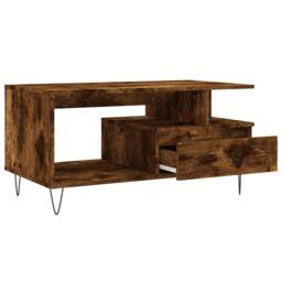Berkfield Home Modern Coffee Table Smoked Oak 90x49x45 cm Engineered Wood in Brown - Size: 90 x 49 x 45 cm - thumbnail 6