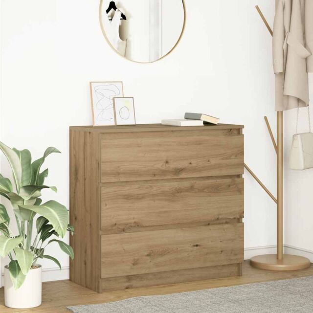 Berkfield Home Sideboard Artisan Oak 80x35x76 cm Engineered Wood in Brown - Size: 80 x 35 x 76 cm - image 1