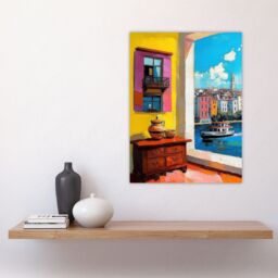 "Artery8 Amalfi Coast Coastal City View Boat Italy Summer Wall Art Print - Size: W24"" x H32""" - thumbnail 4