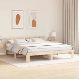 Berkfield Home Natural Pine Wood Bed Frame Natural Solid Pine wood 180 x 200 cm in Light Tan - thumbnail 4