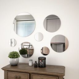 Berkfield Home 7 Piece Wall Mirror Set Round Glass in Silver