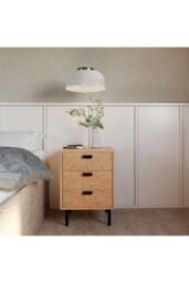 Seconique Leon 3 Drawer Bedside in Natural