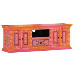 Berkfield Home TV Cabinet Pink 110x30x40 cm Solid Wood Mango - Size: 110 x 30 x 40 cm