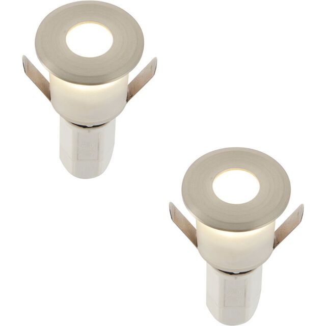 Loops 2 PACK Recessed Decking IP67 Guide Light - 1.2W Cool White LED - Satin Nickel in Metallics - image 1