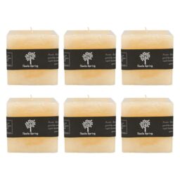 Nicola Spring Square Vanilla Pillar Candles - 120 Hours - Cream - Pack of 6 in Beige - thumbnail 1