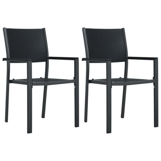 Berkfield Home Garden Chairs 2 pcs Black Plastic Rattan Look - image 1