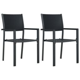 Berkfield Home Garden Chairs 2 pcs Black Plastic Rattan Look