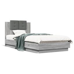 Berkfield Home Bed Frame with LED without Mattress Grey Sonoma 100x200 cm - thumbnail 5