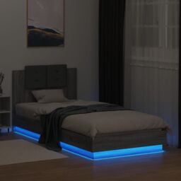 Berkfield Home Bed Frame with LED without Mattress Grey Sonoma 100x200 cm - thumbnail 4