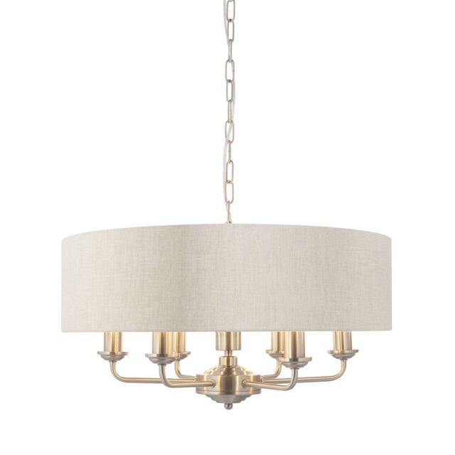 Loops Ceiling Pendant Light - Brushed Chrome Plate & Natural Linen - 6 x 40W E14 - image 1