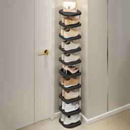 EONLION BLACK SHOE RACK 10 TIERS SHELF ORGANISER STORAGE STAND - thumbnail 1