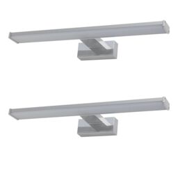 First Choice Lighting Set of 2 Verve - Bathroom LED Over Mirror Lights in Silver - thumbnail 1