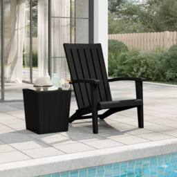 Berkfield Home Beautiful Garden Adirondack Chair Black Polypropylene - thumbnail 2