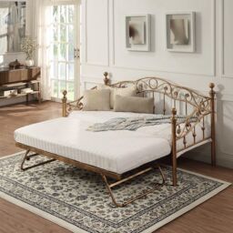 SlumberWorx Essendon Vintage Living Room Bedroom Metal Day Bed w Trundle in Bronze - Size: Single - thumbnail 2