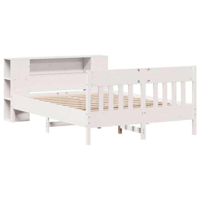 Berkfield Home Decorative Bookcase Bed without Mattress White 140x190cm Solid Wo - Size: 140x190 cm - image 1