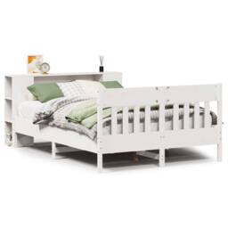 Berkfield Home Decorative Bookcase Bed without Mattress White 140x190cm Solid Wo - Size: 140x190 cm - thumbnail 3